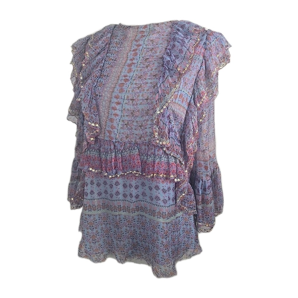 Anthropologie Let Me Be Paisley And The Wonderland She Smiles Lavender Top Small